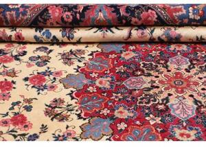 Tappeto Mashad Medaglione Floreale Avorio Blu Scuro 305x408 Cm