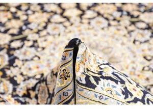 Tappeto Kashan Medaglione Floreale Blu Scuro Beige 258x375 Cm