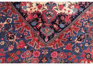 Tappeto Mashad Medaglione Floreale Avorio Blu Scuro 305x408 Cm