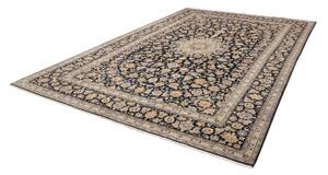 Tappeto Kashan Medaglione Floreale Blu Scuro Beige 258x375 Cm
