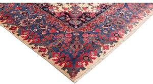 Tappeto Mashad Medaglione Floreale Avorio Blu Scuro 305x408 Cm