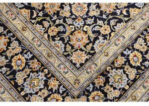 Tappeto Kashan Medaglione Floreale Blu Scuro Beige 258x375 Cm