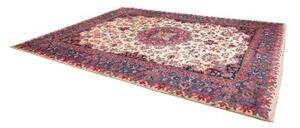 Tappeto Mashad Medaglione Floreale Avorio Blu Scuro 305x408 Cm