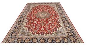 Tappeto Ardakan Medaglione Floreale Rosso Blu Scuro 216x327 Cm