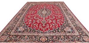 Tappeto Mashad Medaglione Floreale Rosso Blu Scuro 293x387 Cm