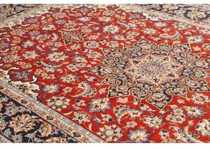 Tappeto Ardakan Medaglione Floreale Rosso Blu Scuro 216x327 Cm