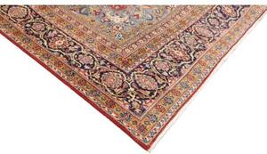 Tappeto Shahreza Medaglione Floreale Rosso Blu Scuro 287x430 Cm