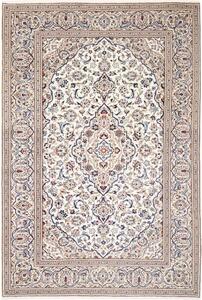 Tappeto Kashan Medaglione Floreale Avorio Blu 195x292 Cm