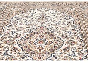 Tappeto Kashan Medaglione Floreale Avorio Blu 195x292 Cm