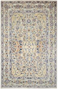 Tappeto Kashan Medaglione Floreale Verde Salvia Blu Notte 205x323 Cm