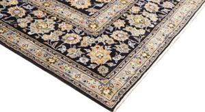 Tappeto Kashan Medaglione Floreale Blu Scuro Beige 255x370 Cm