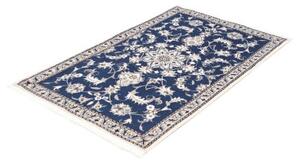 Tappeto Nain Kashmar Medaglione Floreale Blu Avorio 88x136 Cm