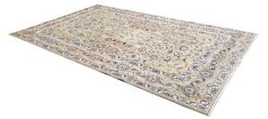 Tappeto Kashan Medaglione Floreale Verde Salvia Blu Notte 205x323 Cm