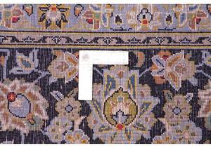 Tappeto Kashan Medaglione Floreale Blu Scuro Beige 255x370 Cm