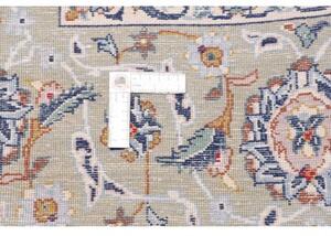 Tappeto Kashan Medaglione Floreale Verde Salvia Blu Notte 205x323 Cm