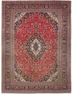 Tappeto Ardakan Medaglione Floreale Rosso Blu Scuro 303x405 Cm