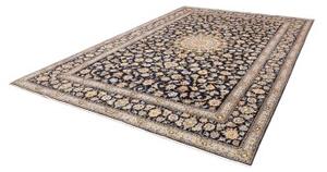 Tappeto Kashan Medaglione Floreale Blu Scuro Beige 255x370 Cm