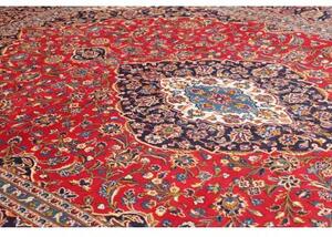 Tappeto Ardakan Medaglione Floreale Rosso Blu Scuro 303x405 Cm