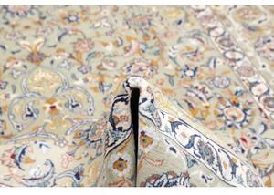 Tappeto Kashan Medaglione Floreale Verde Salvia Blu Notte 205x323 Cm