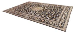 Tappeto Kashan Medaglione Floreale Blu Scuro Beige 255x370 Cm