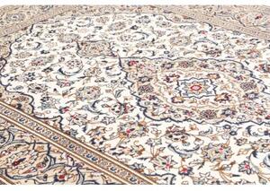 Tappeto Kashan Medaglione Floreale Avorio Blu 195x292 Cm