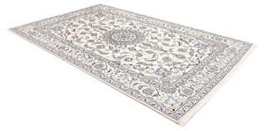 Tappeto Nain Kashmar Medaglione Floreale Avorio Blu 196x300 Cm