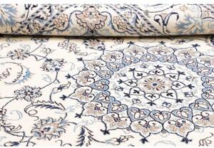 Tappeto Nain Kashmar Medaglione Floreale Avorio Blu 196x300 Cm