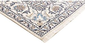 Tappeto Nain Kashmar Medaglione Floreale Avorio Blu 196x300 Cm