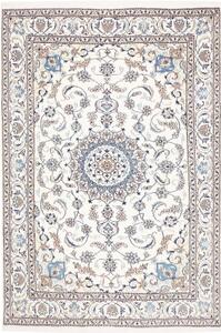 Tappeto Nain Kashmar Medaglione Floreale Avorio Blu 200x292 Cm