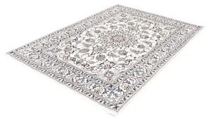 Tappeto Nain Kashmar Medaglione Floreale Avorio Blu 142x203 Cm