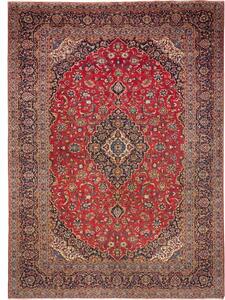 Tappeto Ardakan Medaglione Floreale Rosso Blu Scuro 282x392 Cm