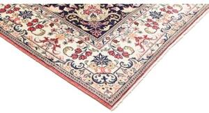Tappeto Kashan Medaglione Floreale Rosso Corallo Blu Scuro 196x293 Cm