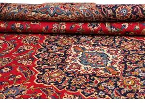 Tappeto Ardakan Medaglione Floreale Rosso Blu Scuro 282x392 Cm