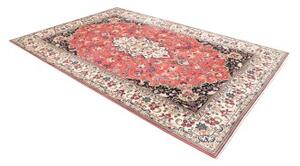 Tappeto Kashan Medaglione Floreale Rosso Corallo Blu Scuro 196x293 Cm