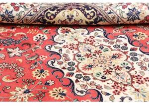 Tappeto Kashan Medaglione Floreale Rosso Corallo Blu Scuro 196x293 Cm