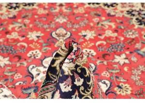 Tappeto Kashan Medaglione Floreale Rosso Corallo Blu Scuro 196x293 Cm