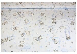 Tessuto di cotone Gatti blu, h. 140 cm