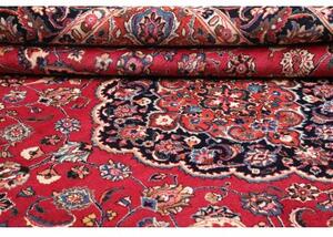 Tappeto Mashad Medaglione Floreale Rosso Blu Scuro 240x332 Cm