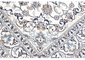 Tappeto Nain Kashmar Medaglione Floreale Avorio Blu 142x203 Cm