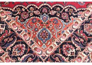 Tappeto Mashad Medaglione Floreale Rosso Blu Scuro 240x332 Cm