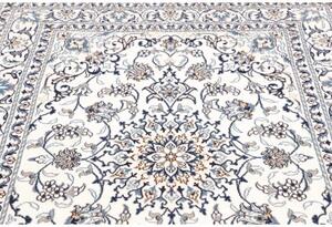 Tappeto Nain Kashmar Medaglione Floreale Avorio Blu 142x203 Cm