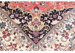 Tappeto Kashan Medaglione Floreale Rosso Corallo Blu Scuro 196x293 Cm