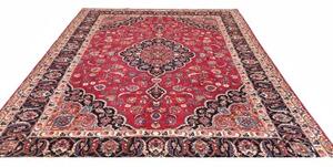Tappeto Mashad Medaglione Floreale Rosso Blu Scuro 240x332 Cm