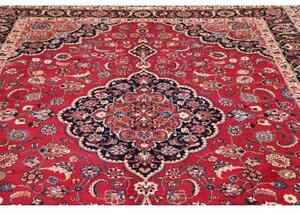 Tappeto Mashad Medaglione Floreale Rosso Blu Scuro 240x332 Cm