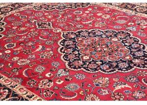 Tappeto Mashad Medaglione Floreale Rosso Blu Scuro 240x332 Cm