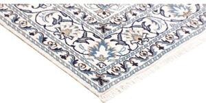 Tappeto Nain Kashmar Medaglione Floreale Avorio Blu 142x203 Cm