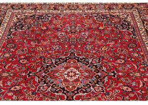 Tappeto Mashad Medaglione Floreale Rosso Blu Scuro 193x300 Cm