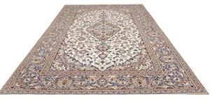 Tappeto Kashan Medaglione Floreale Avorio Blu Avio 245x350 Cm
