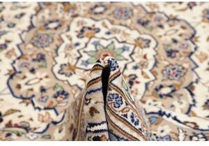 Tappeto Kashan Medaglione Floreale Avorio Blu Avio 245x350 Cm