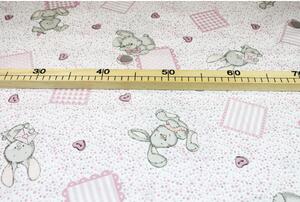Tessuto di cotone Coniglietto rosa, h. 140 cm